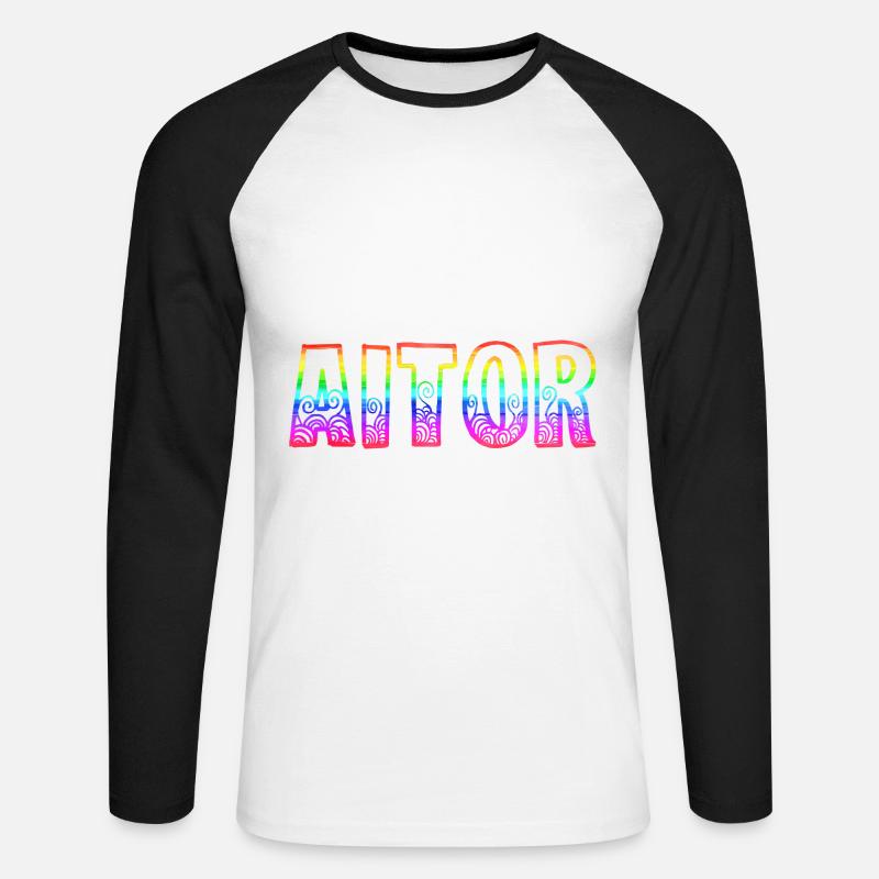 aitor rs regenbogen - Unisex Baseballshirt langarm - Weiß/Schwarz
