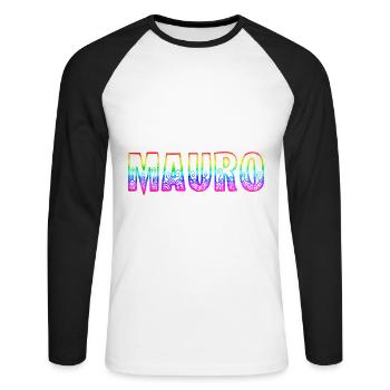 mauro rs arc-en-ciel - T-shirt baseball manches longues Homme - blanc/noir - Devant - Nik (191cm)