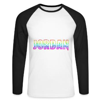 jordan rs regenbogen - Unisex Baseballshirt langarm - Weiß/Schwarz - Vorne - Nik (191cm)