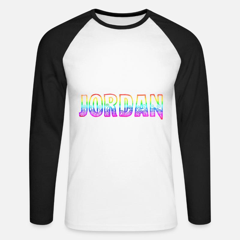 jordan rs regenbogen - Unisex Baseballshirt langarm - Weiß/Schwarz