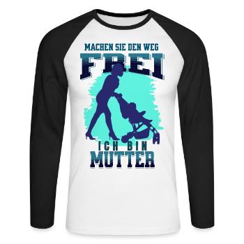 Weg Frei für die Mutter - Unisex Baseballshirt langarm - Weiß/Schwarz - Vorne - Nik (191cm)