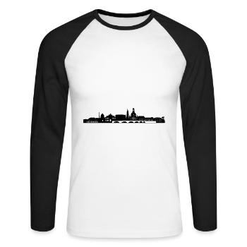 Dresden - Unisex Baseballshirt langarm - Weiß/Schwarz - Vorne - Nik (191cm)