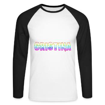 cristina rs arc-en-ciel - T-shirt baseball manches longues Homme - blanc/noir - Devant - Nik (191cm)