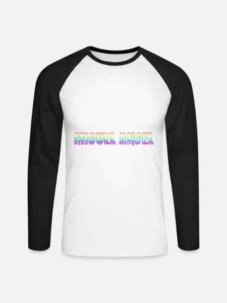 miguel angel rs regenbogen - Unisex Baseballshirt langarm - Weiß/Schwarz