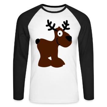 mignons de Moose Deer rennes de Noël en Norvège - T-shirt baseball manches longues Homme - blanc/noir - Devant - Nik (191cm)