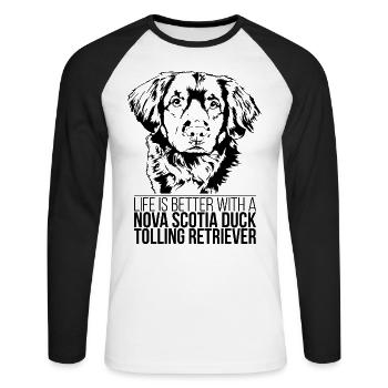 NOVA SCOTIA DUCK TOLLING RETRIEVER life is better - Unisex Long Sleeve Baseball T-Shirt - white/black - Front - Nik (191cm)