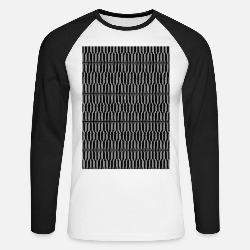 Muster Pattern in Schwarz/Grau - Unisex Baseballshirt langarm - Weiß/Schwarz