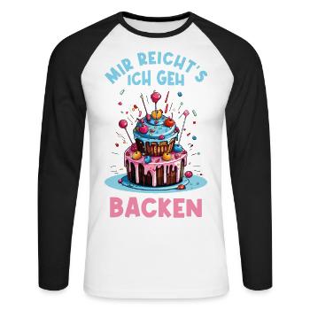 Backen Bäckerin Backkönigin Backfee Torte Kuchen - Unisex Baseballshirt langarm - Weiß/Schwarz - Vorne - Nik (191cm)