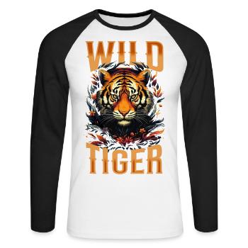 Tiger, Tiger Head, Big Cat, Predator, Wild, Strong - Unisex Long Sleeve Baseball T-Shirt - white/black - Front - Nik (191cm)