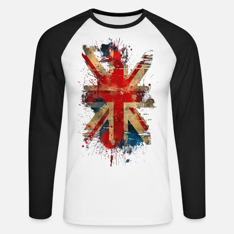 Union Jack - Unisex Long Sleeve Baseball T-Shirt - white/black