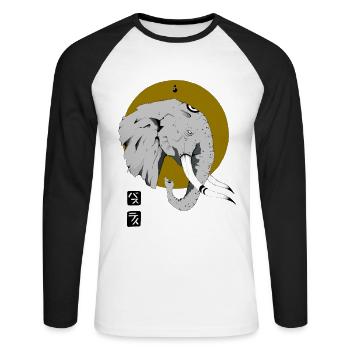 Elefant - Unisex Baseballshirt langarm - Weiß/Schwarz - Vorne - Nik (191cm)