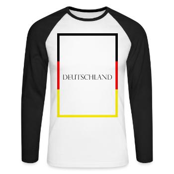 Germany Germany Statement Lettering with Flag - Unisex Long Sleeve Baseball T-Shirt - white/black - Front - Nik (191cm)