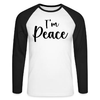 I Come In Peace I'm Peace Funny Matching Couple - T-shirt baseball manches longues Homme - blanc/noir - Devant - Nik (191cm)