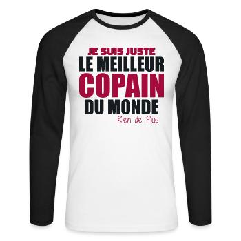 Ich bin einfach der beste Freund der Welt - Unisex Baseballshirt langarm - Weiß/Schwarz - Vorne - Nik (191cm)