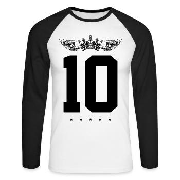 Couronne de 10 chiffres - T-shirt baseball manches longues Homme - blanc/noir - Devant - Nik (191cm)