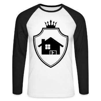Haus Symbol Wappen - Unisex Baseballshirt langarm - Weiß/Schwarz - Vorne - Nik (191cm)