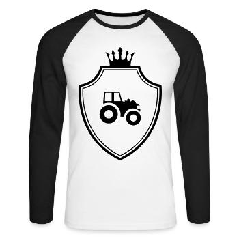 Traktor Symbol Wappen - Unisex Baseballshirt langarm - Weiß/Schwarz - Vorne - Nik (191cm)