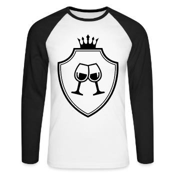 Wein Gläser Wappen - Unisex Baseballshirt langarm - Weiß/Schwarz - Vorne - Nik (191cm)