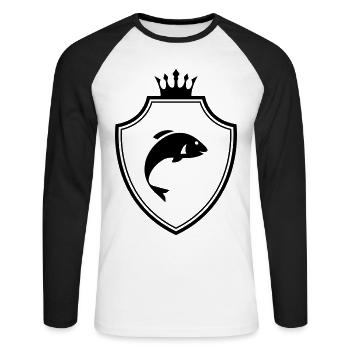 Armoiries du poisson - T-shirt baseball manches longues Homme - blanc/noir - Devant - Nik (191cm)