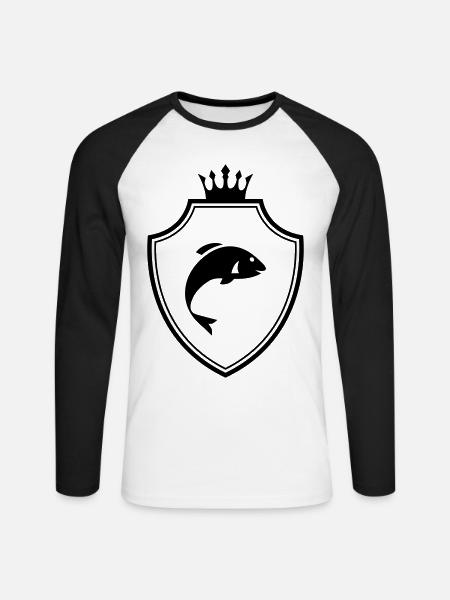 Fisch Wappen - Unisex Baseballshirt langarm - Weiß/Schwarz