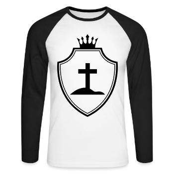 Armoiries croisées - T-shirt baseball manches longues Homme - blanc/noir - Devant - Nik (191cm)