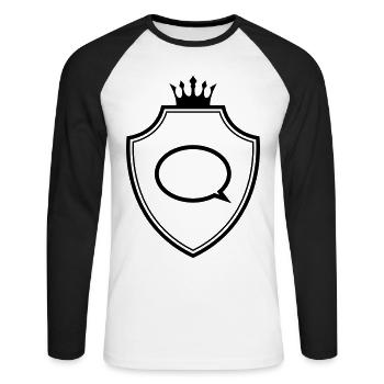 Bulle de parole Armoiries Communication - T-shirt baseball manches longues Homme - blanc/noir - Devant - Nik (191cm)