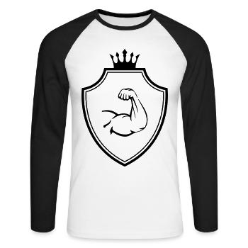 Muscles du bras Crête Biceps - T-shirt baseball manches longues Homme - blanc/noir - Devant - Nik (191cm)
