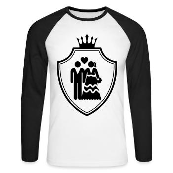 Couple Armoiries de mariage Couple - T-shirt baseball manches longues Homme - blanc/noir - Devant - Nik (191cm)
