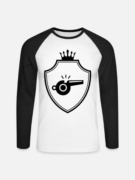 Trillerpfeife Pfeife Wappen - Unisex Baseballshirt langarm - Weiß/Schwarz