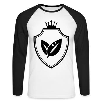 Armoiries de l’écologie des feuilles - T-shirt baseball manches longues Homme - blanc/noir - Devant - Nik (191cm)