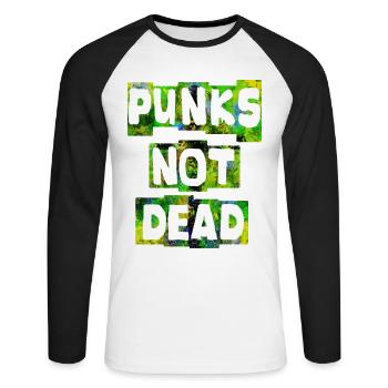 PUNKS NOT DEAD Punk Punks rocker ska punk - T-shirt baseball manches longues Homme - blanc/noir - Devant - Nik (191cm)