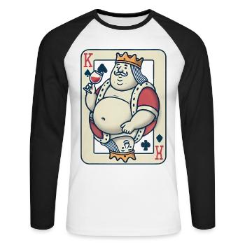 Funny King of Hearts Drinking Wine - Unisex Long Sleeve Baseball T-Shirt - white/black - Front - Nik (191cm)