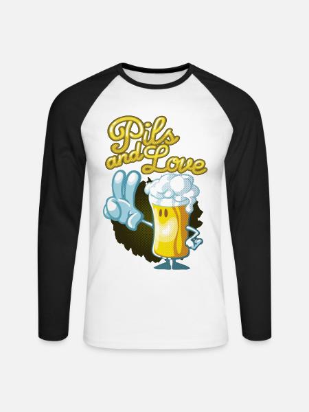 Pils and love toon - Unisex Baseballshirt langarm - Weiß/Schwarz
