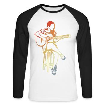 Guitarist - Unisex Long Sleeve Baseball T-Shirt - white/black - Front - Nik (191cm)