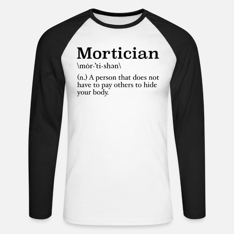 Bestatter Definition Studentin der Leichenkunde - Unisex Baseballshirt langarm - Weiß/Schwarz