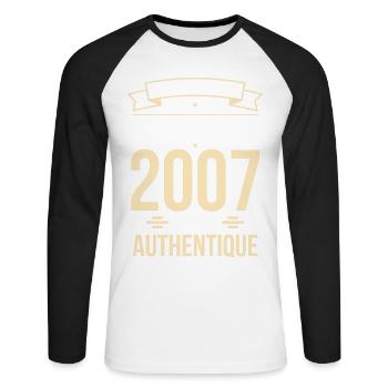 18th Birthday - Original - October 2007 - Unisex Long Sleeve Baseball T-Shirt - white/black - Front - Nik (191cm)