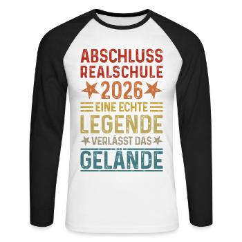Graduation 2026 Realschule legend leaves site - Unisex Long Sleeve Baseball T-Shirt - white/black - Front - Nik (191cm)