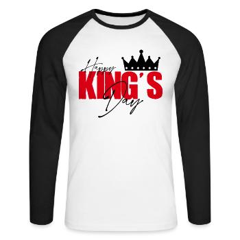Happy king's day. Kings Day. King for a day. - Unisex Long Sleeve Baseball T-Shirt - white/black - Front - Nik (191cm)