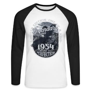 Legendary since 1954 - Unisex Long Sleeve Baseball T-Shirt - white/black - Front - Nik (191cm)
