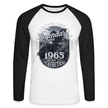 Legendary since 1965 - Unisex Long Sleeve Baseball T-Shirt - white/black - Front - Nik (191cm)