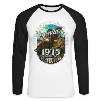 Legendary since 1975 - Unisex Long Sleeve Baseball T-Shirt - white/black - Front - Nik (191cm)