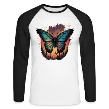 Butterfly Sunset - Unisex Long Sleeve Baseball T-Shirt - white/black - Front - Nik (191cm)