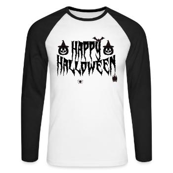 happy halloween - T-shirt baseball manches longues Homme - blanc/noir - Devant - Nik (191cm)