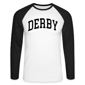 Derby - Unisex Long Sleeve Baseball T-Shirt - white/black - Front - Nik (191cm)