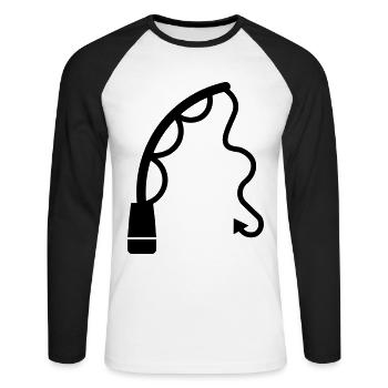 Icône de pêche à la canne à pêche - T-shirt baseball manches longues Homme - blanc/noir - Devant - Nik (191cm)
