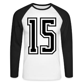 15 Number number - Unisex Long Sleeve Baseball T-Shirt - white/black - Front - Nik (191cm)