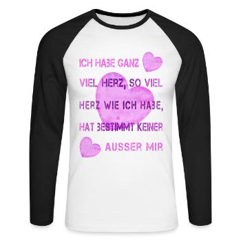 gute Seele viel Herz - Unisex Baseballshirt langarm - Weiß/Schwarz - Vorne - Nik (191cm)