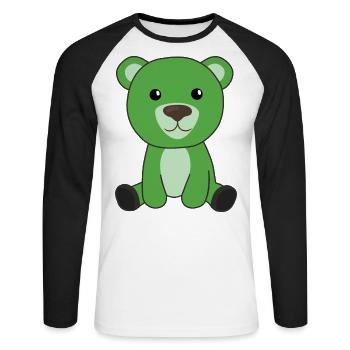 ours vert ours coloré animaux mignons ours - T-shirt baseball manches longues Homme - blanc/noir - Devant - Nik (191cm)