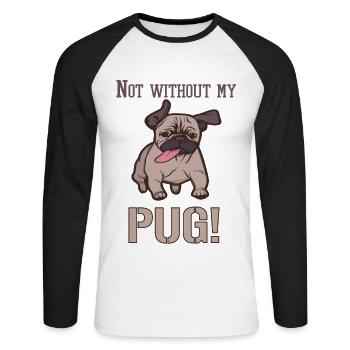 Cadeau de pug PUG - T-shirt baseball manches longues Homme - blanc/noir - Devant - Nik (191cm)