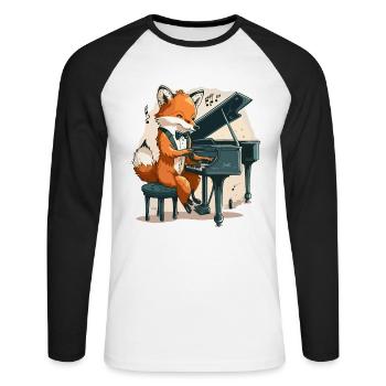 Renard musical - T-shirt baseball manches longues Homme - blanc/noir - Devant - Nik (191cm)